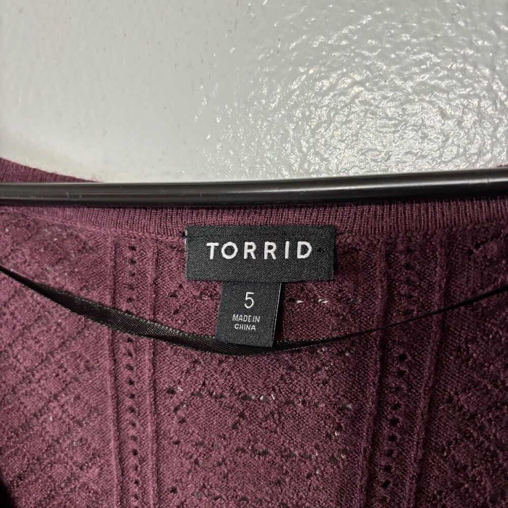 Torrid Everyday Maroon Soft Pullover Pointelle Knit Sweater - Picture 3 of 6